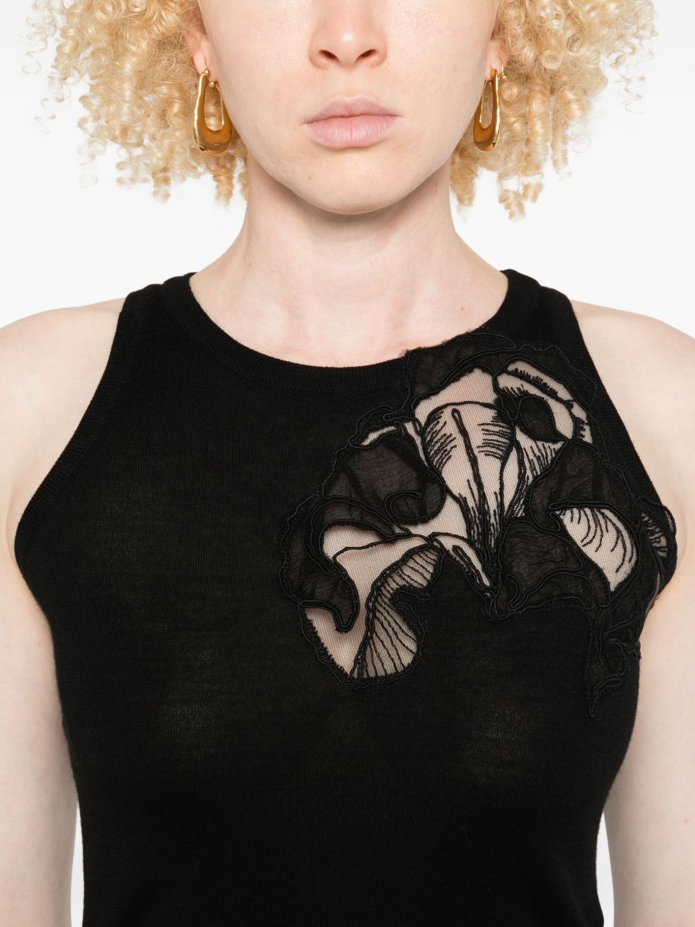 Ermanno Scervino Floral-embroidery sleeveless vest