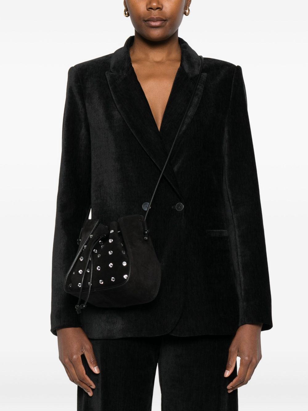 Forte Forte Suede Bucket Bag With Rhinestones “My Pepita”