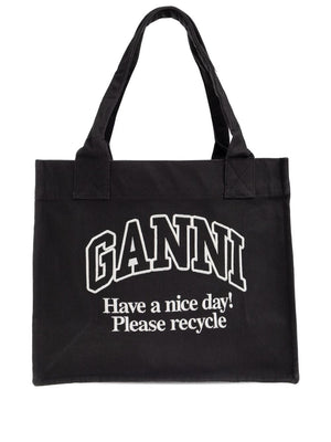 Ganni Recycled cotton large tote bag