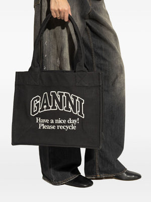 Ganni Recycled cotton large tote bag