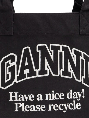 Ganni Recycled cotton large tote bag