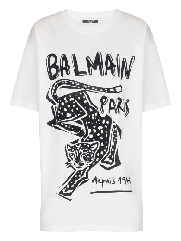 Balmain Short-sleeved T-shirt with leopard print