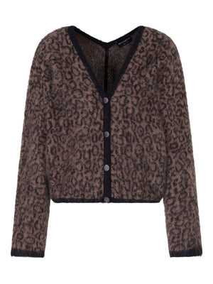 Emporio Armani V-neck cardigan in mohair wool blend with all-over jacquard pattern