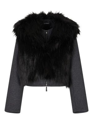 Emporio Armani Polygon capsule collection two-in-one wool cloth jacket with faux fur gilet