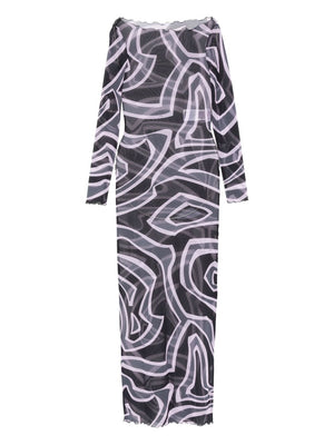 Pucci Abstract-print long-sleeve maxi dress
