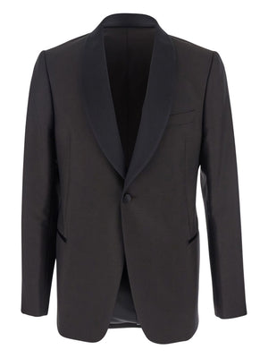 Emporio Armani Single-breasted jacket in fresh combed virgin wool with satin shawl lapels