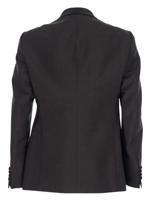 Emporio Armani Single-breasted jacket in fresh combed virgin wool with satin shawl lapels