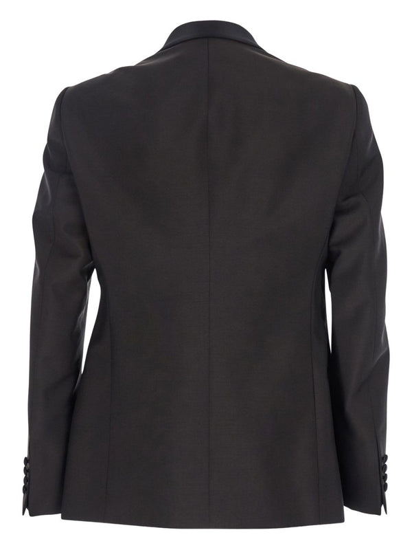 Emporio Armani Single-breasted jacket in fresh combed virgin wool with satin shawl lapels