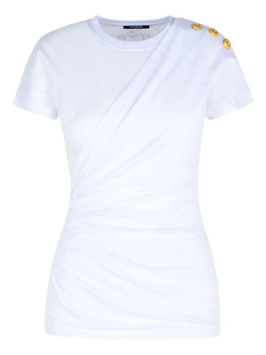 Balmain Shoulder-buttons draped T-shirt