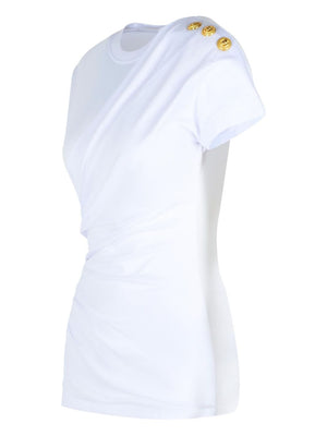 Balmain Shoulder-buttons draped T-shirt