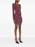 Balmain V-Neck Knitted Mini Dress