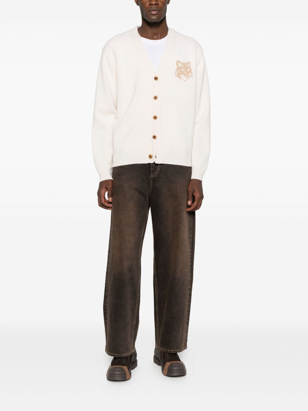 Maison Kitsuné Fox Head Intarsia Merino Cardigan