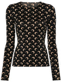 Marine Serre Recycled Moon Jersey SS Highneck Top