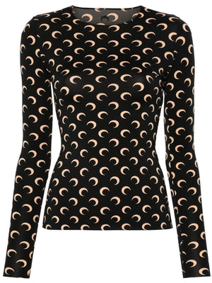 Marine Serre Recycled Moon Jersey SS Highneck Top