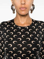 Marine Serre Recycled Moon Jersey SS Highneck Top