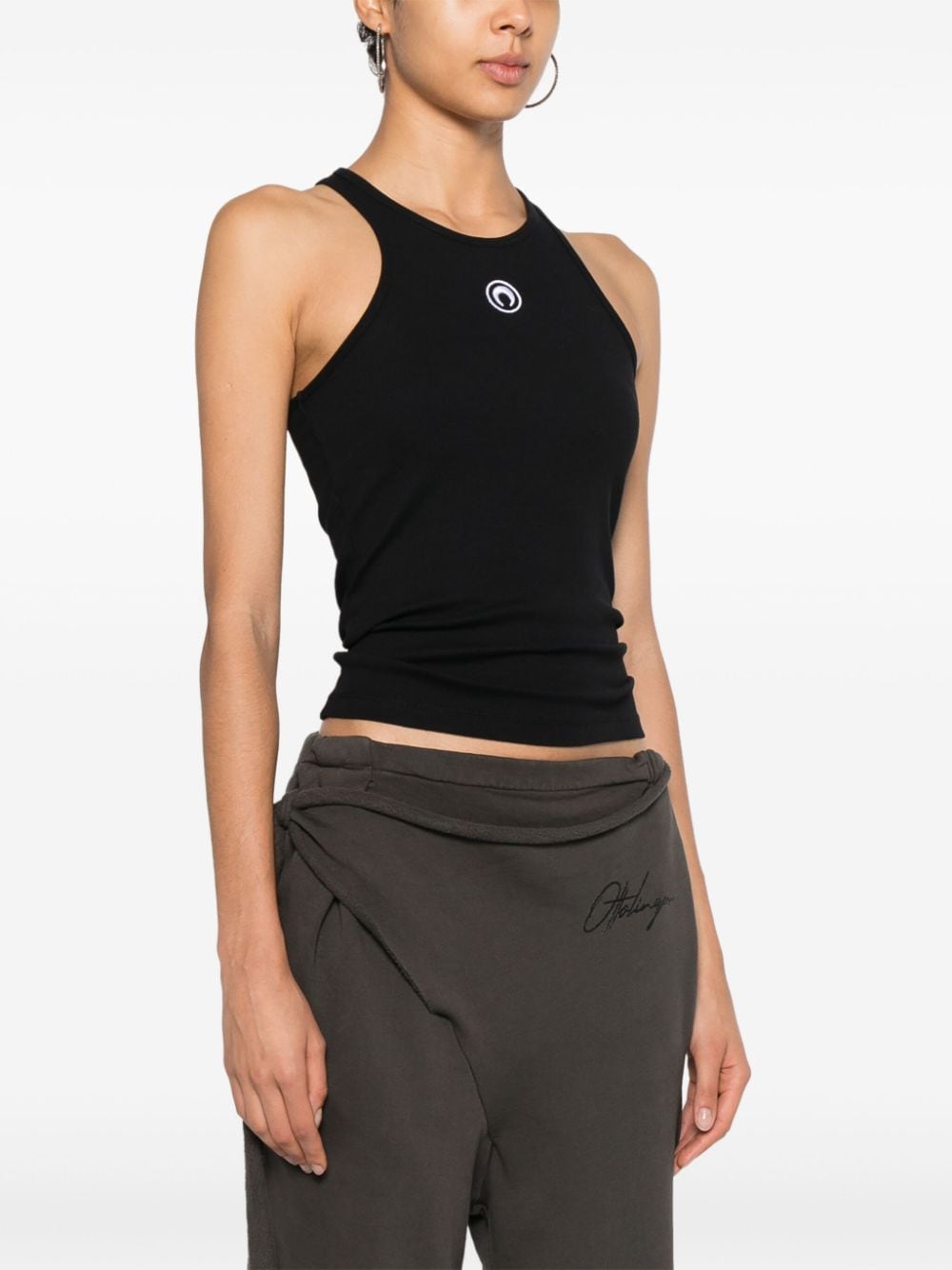 Marine Serre Moon-embroidered ribbed tank top