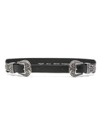 Golden Goose Black Washed Leather Belt With Double Silver Buckle