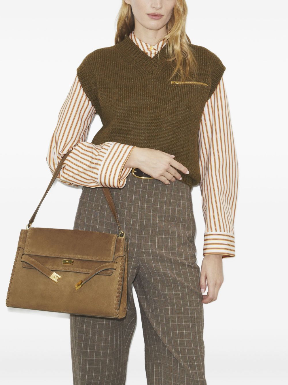 Tory Burch Lee Radziwill Large Shoulder Bag In Suede