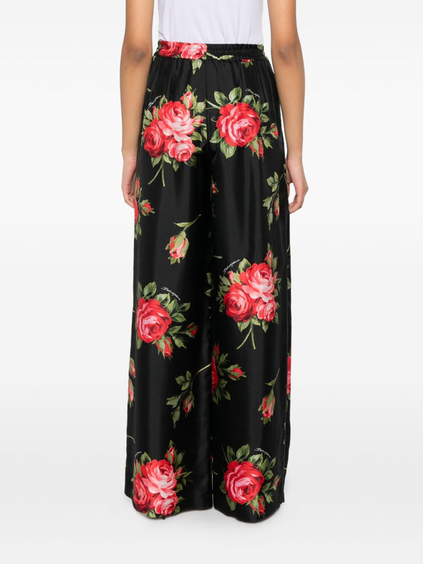 Dolce & Gabbana-Floral print silk-twill wide-leg pants