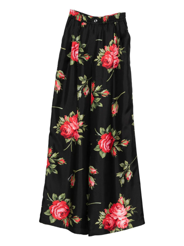 Dolce & Gabbana-Floral print silk-twill wide-leg pants