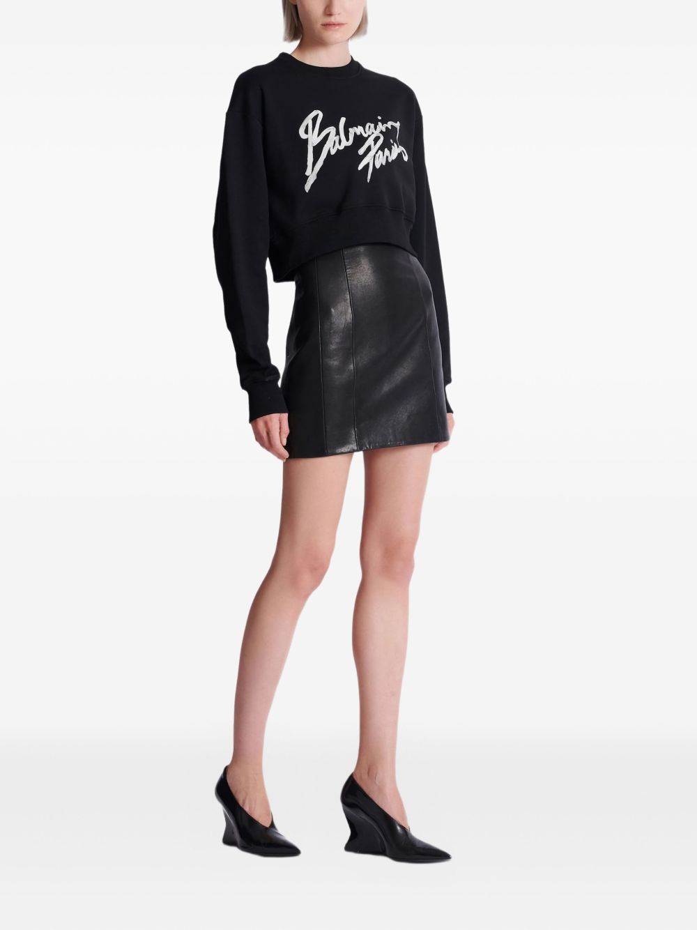 سويت شيرت قصير بشعار Balmain
