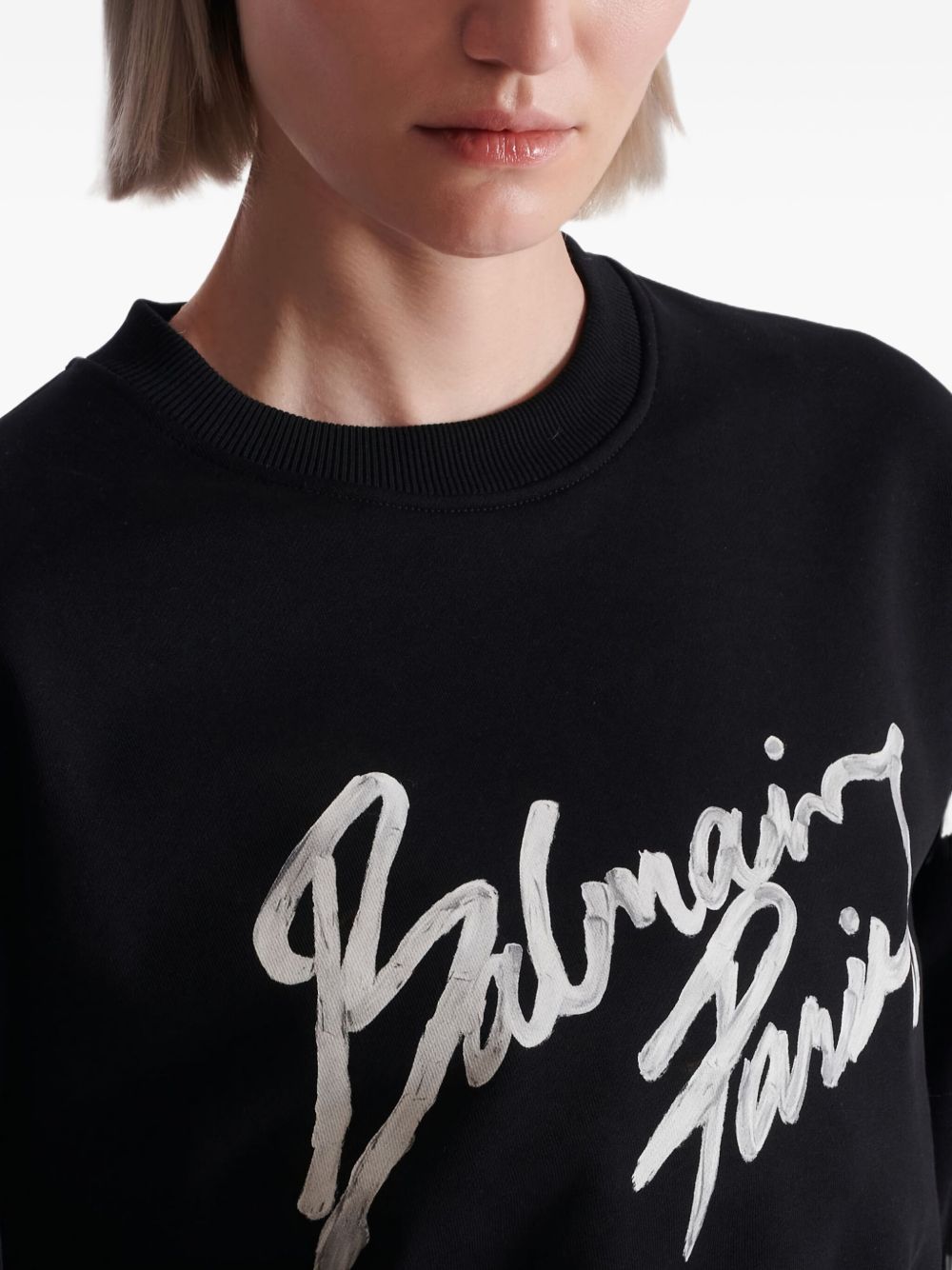 سويت شيرت قصير بشعار Balmain