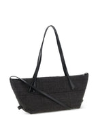 Balmain Track Small Tote Bag In Raffia And Calfskin
