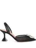Amina Muaddi Begum Mesh Sling 70 Black Mesh