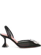 Amina Muaddi Begum Mesh Sling 70 Black Mesh
