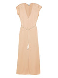 Forte Forte V-neck tie tassel detail short sleeves Midi dress