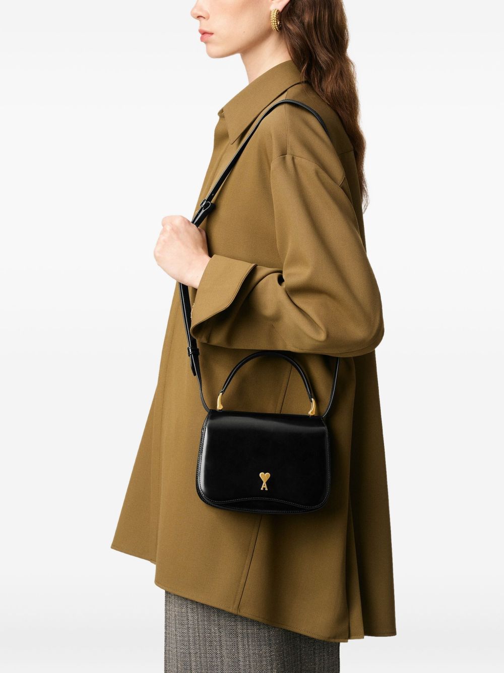 Ami Paris Black Cow Leather Top Handle Paris Paris Bag