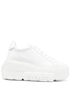 Casadei Nexus white leather platform sneakers.