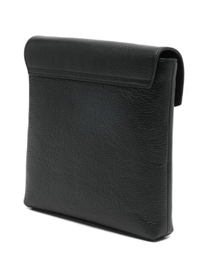 Emporio Armani Asv Icon Pebbled Leather Flat Shoulder Bag