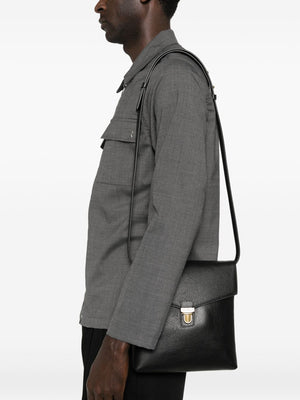 Emporio Armani Asv Icon Pebbled Leather Flat Shoulder Bag