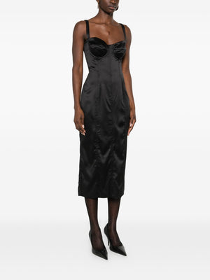Dolce & Gabbana-black satin bustier midi dress