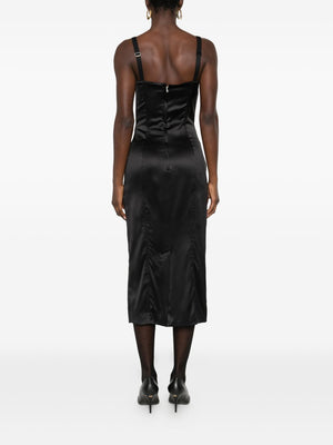 Dolce & Gabbana-black satin bustier midi dress