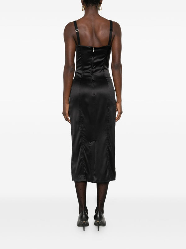 Dolce & Gabbana-black satin bustier midi dress