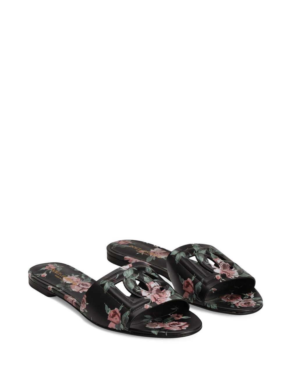 Dolce & Gabbana-DG black floral print slide sandals