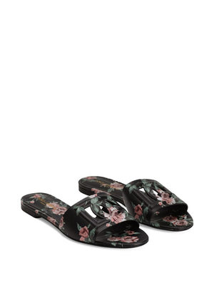 Dolce & Gabbana-DG black floral print slide sandals