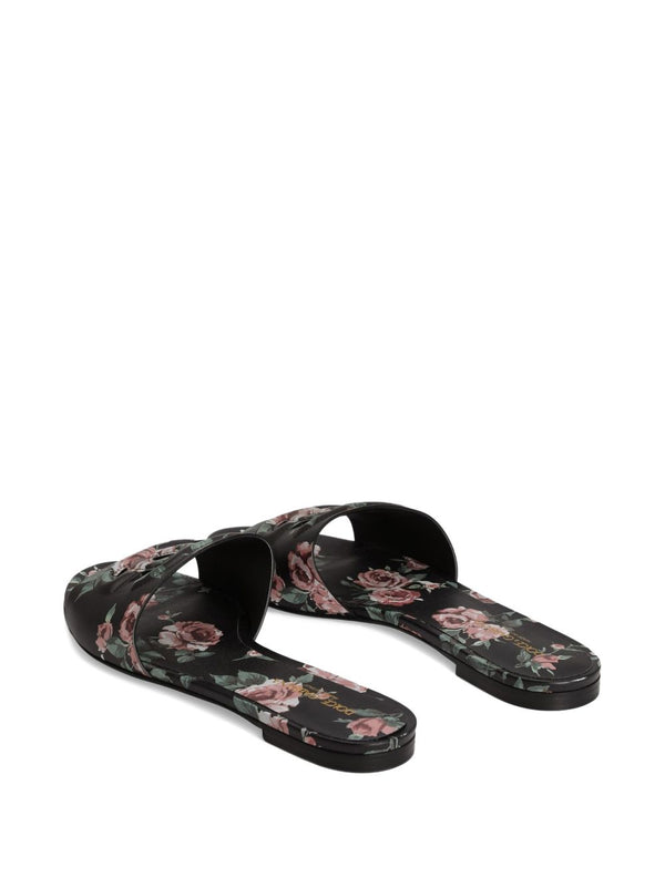 Dolce & Gabbana-DG black floral print slide sandals