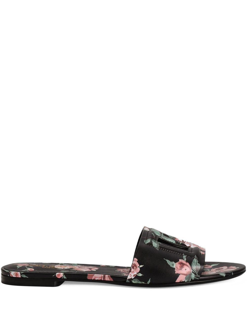 Dolce & Gabbana-DG black floral print slide sandals