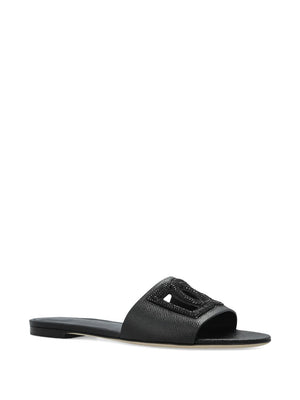 Dolce & Gabbana-DG-logo leather slides