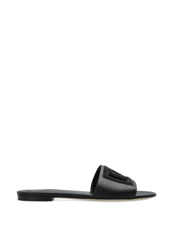 Dolce & Gabbana-DG-logo leather slides