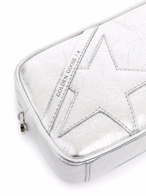 Golden Goose Mini Star Bag In Silver Laminated Leather