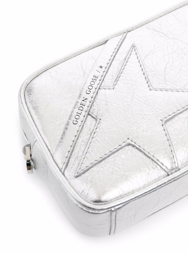 Golden Goose Mini Star Bag In Silver Laminated Leather