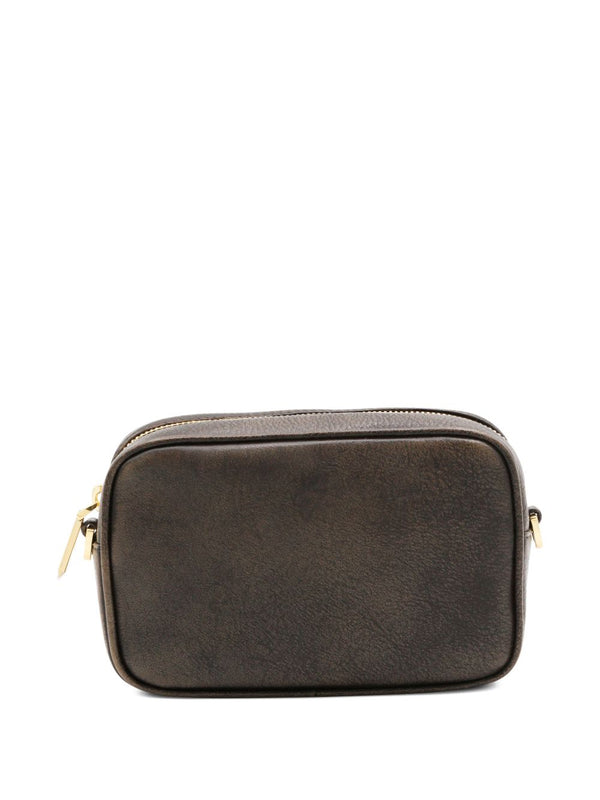 Golden Goose Mini Star Bag In Distressed Dark-Brown Leather With Tone-On-Tone Star