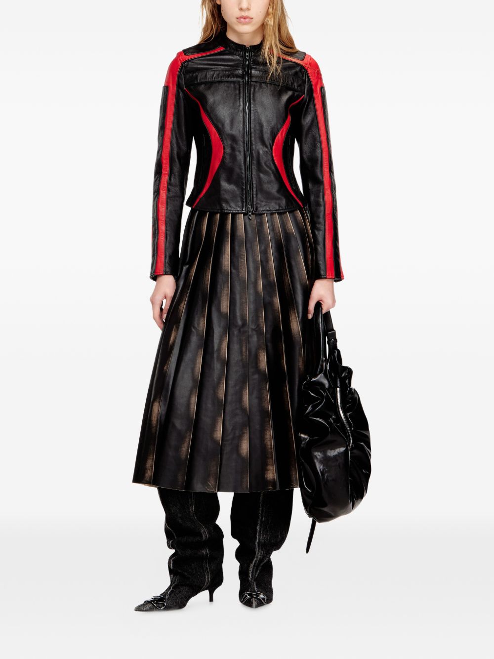 Diesel Biker jacket in colour-block leather