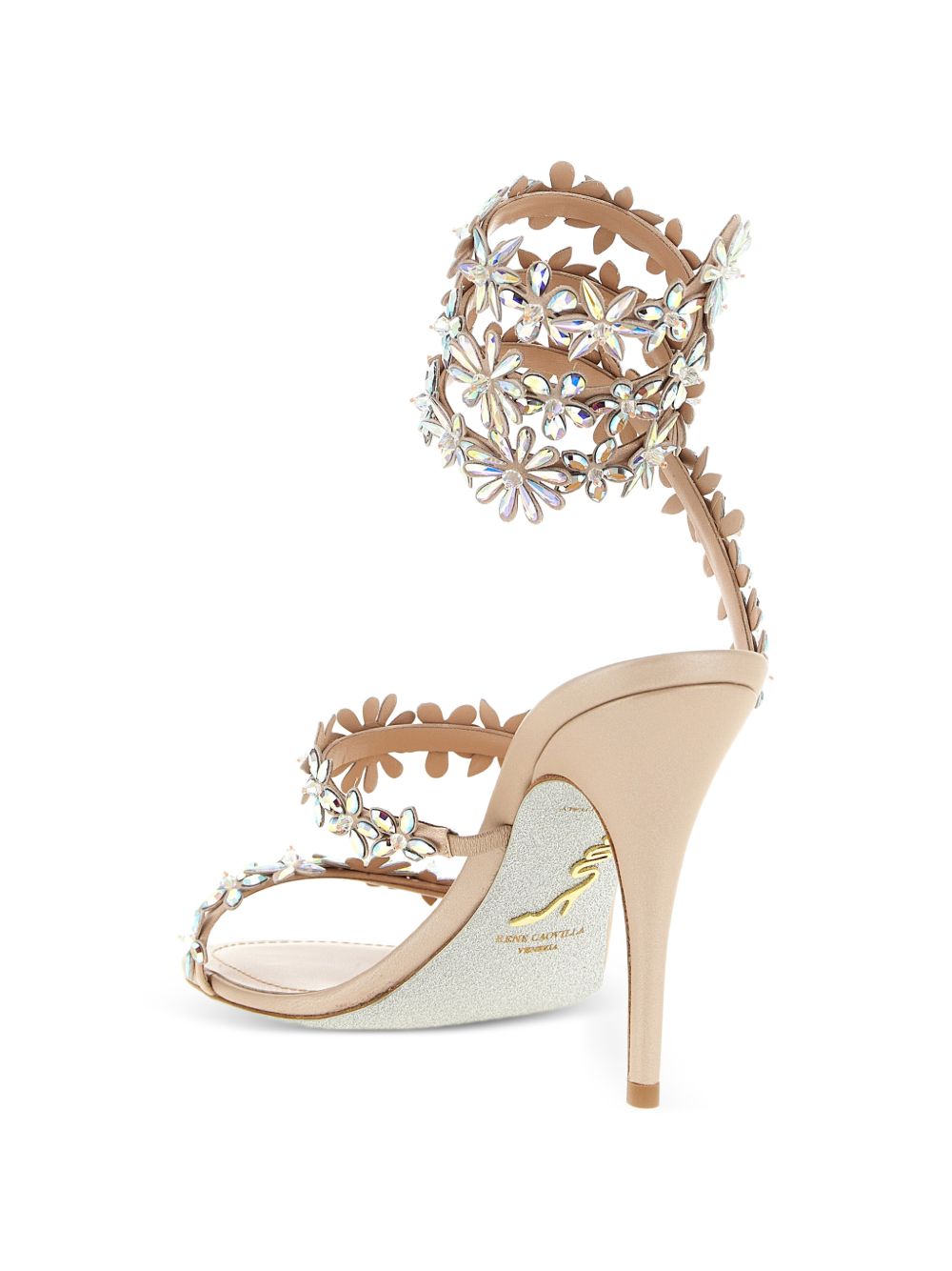 René Caovilla Eva floral crystal sandals