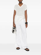 Fabiana Filippi V-neck short sleeves sequin embellishments Openwork top