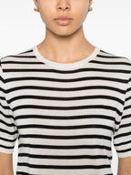 Soft Goat Silk and cashmere striped t-shirt
